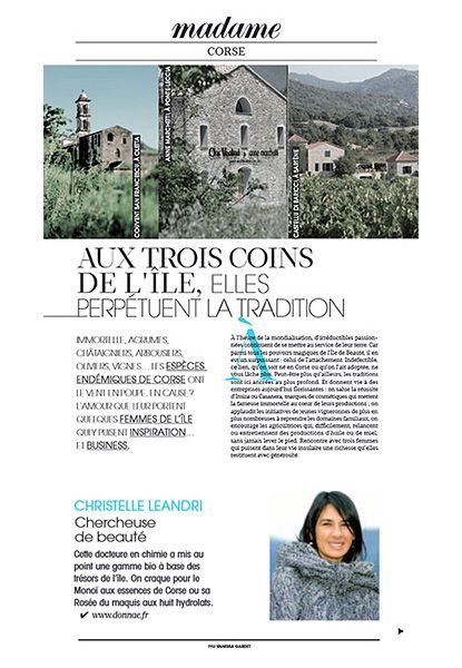 Article sur donna è dans le magazine Madame Figaro